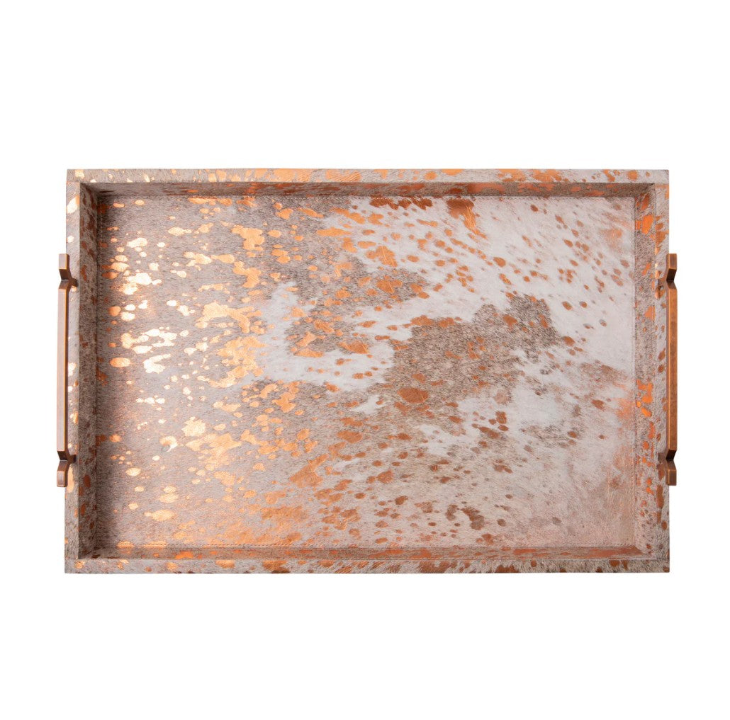 Large Metallic Copper Cow Hide Tray