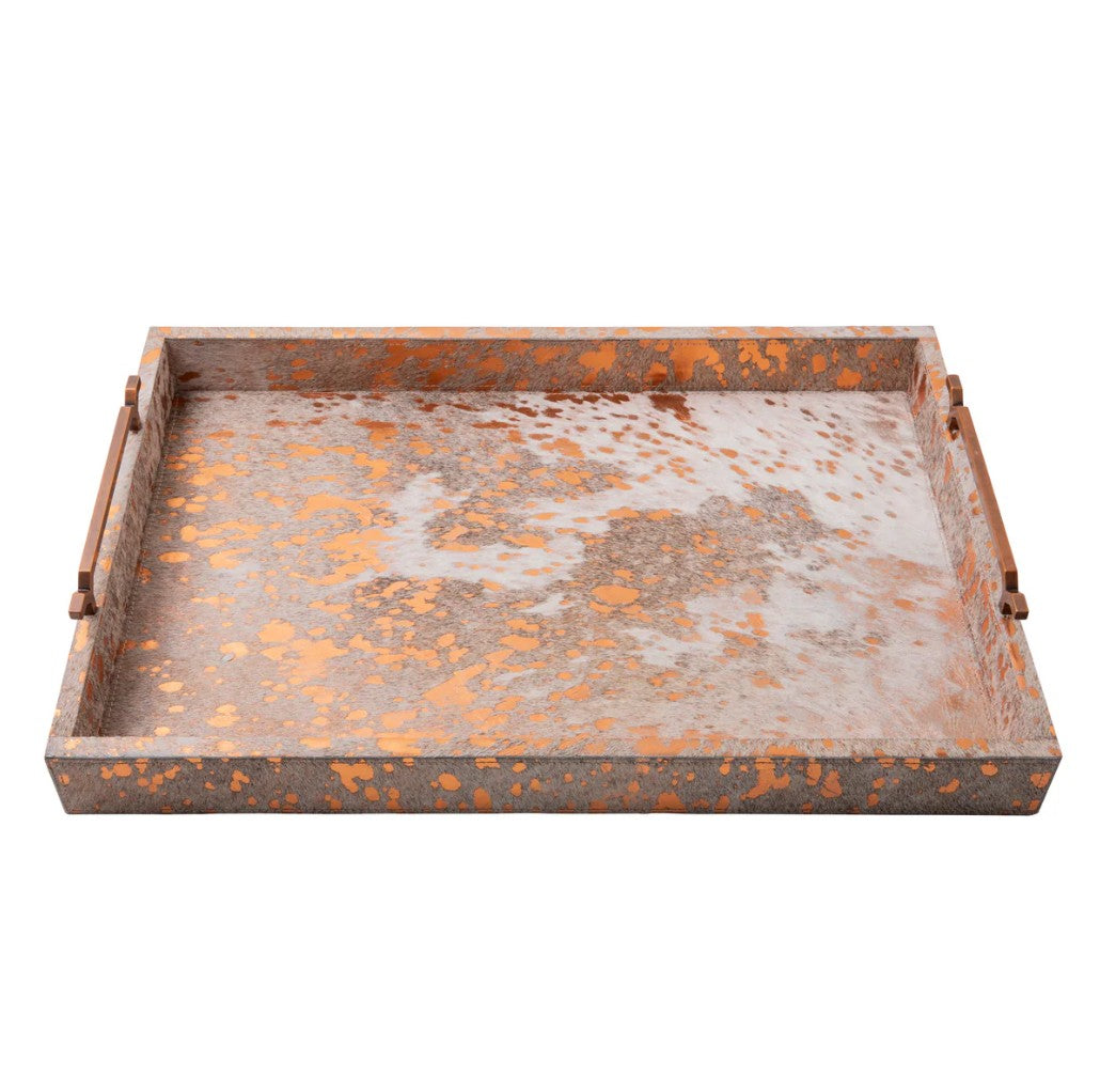 Large Metallic Copper Cow Hide Tray
