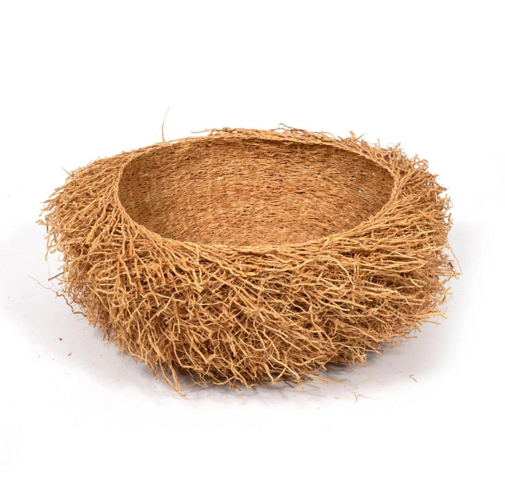 Coconut fiber bowl on a white background
