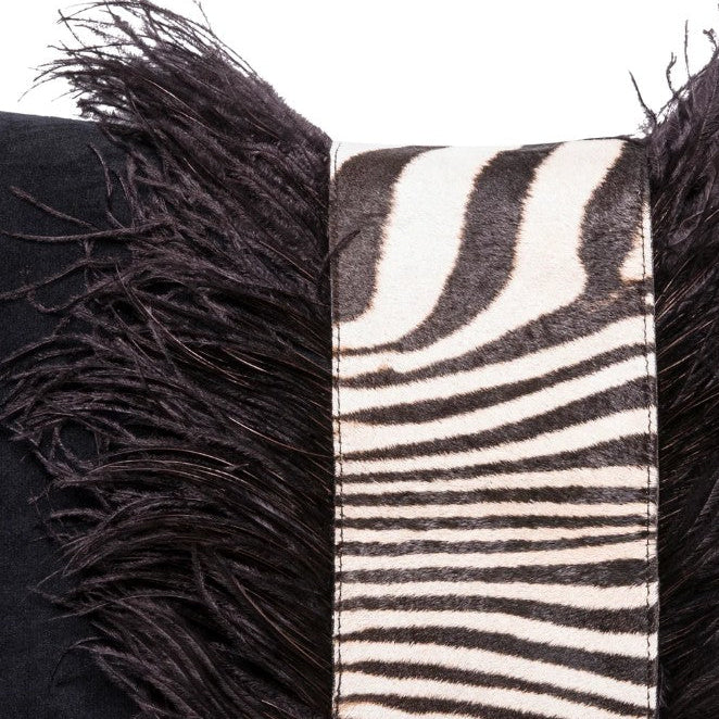 Close-up of a black and white zebra-striped pattern with frayed edges.