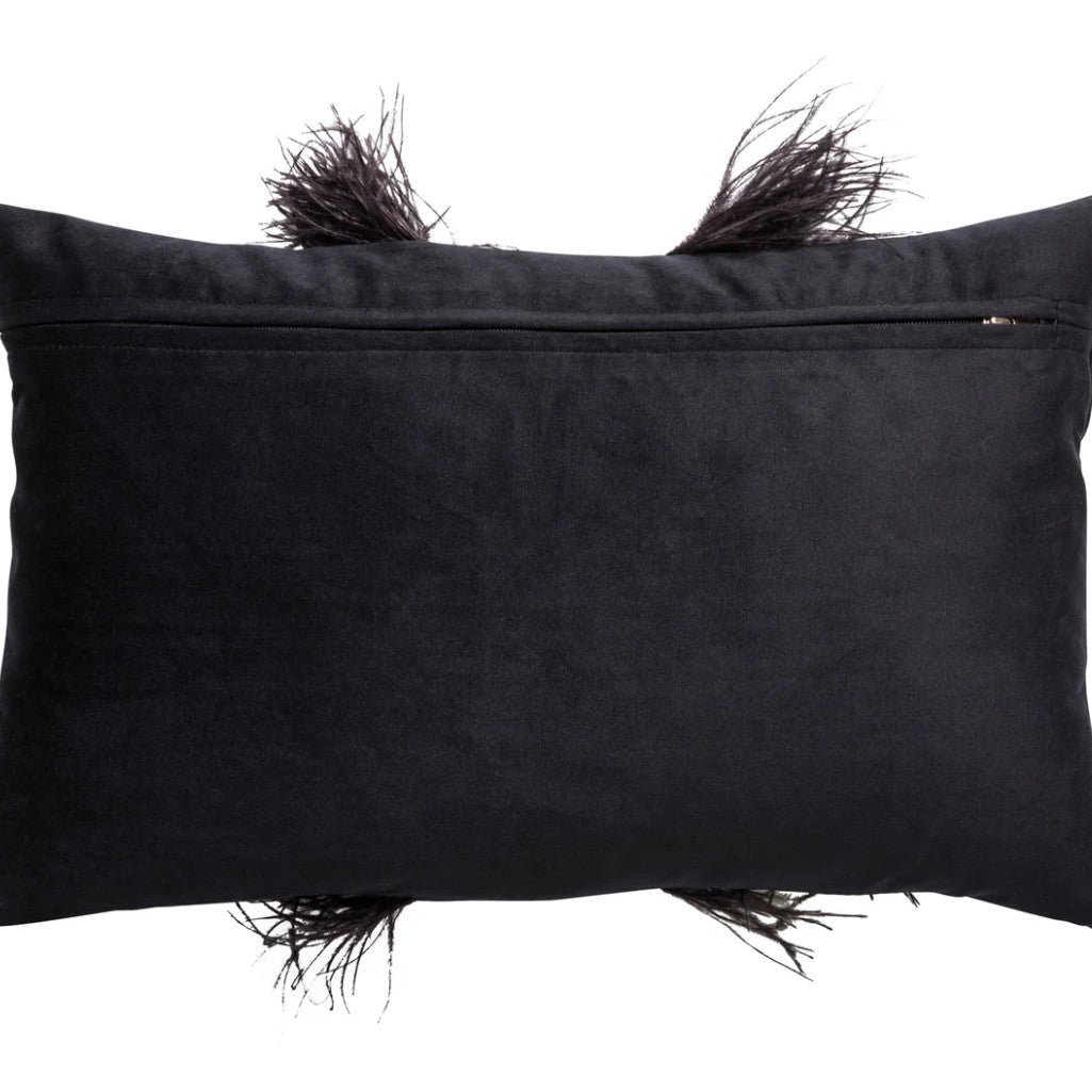 Zebra Hide with Ostrich Feather Trim