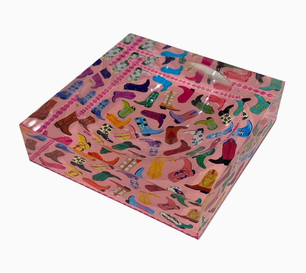 Cowboy Boot Love Acrylic Candy Catchall Dish