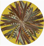Pheasant Feathers Vegan Leather Round Pebble Placemat - Set of 4