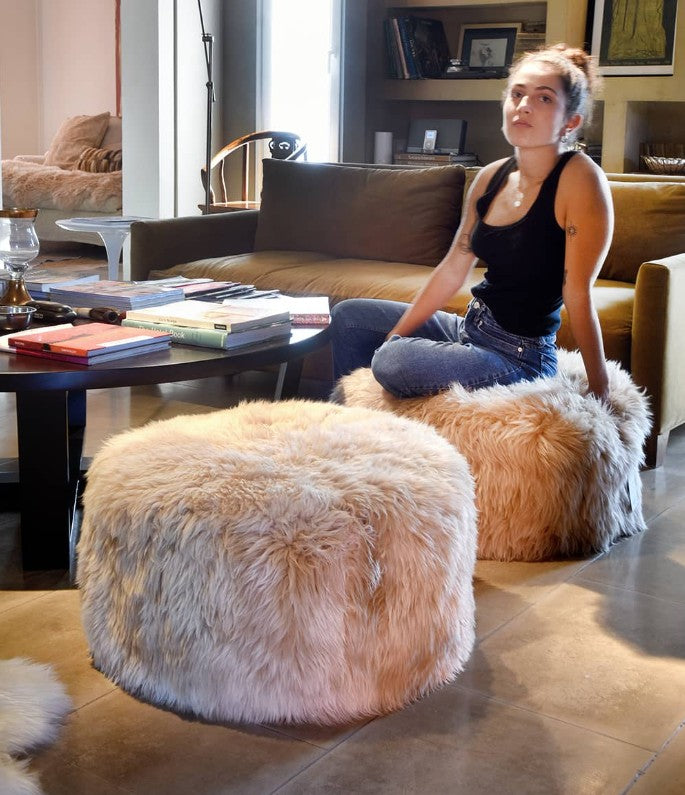 Manhattan Natural Sheepskin Pouf