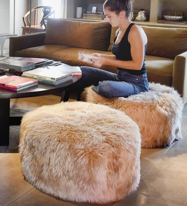 Manhattan Natural Sheepskin Pouf