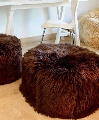 Manhattan Natural Sheepskin Pouf