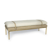 Aspen Leather and Boucle Faux Wool Bench