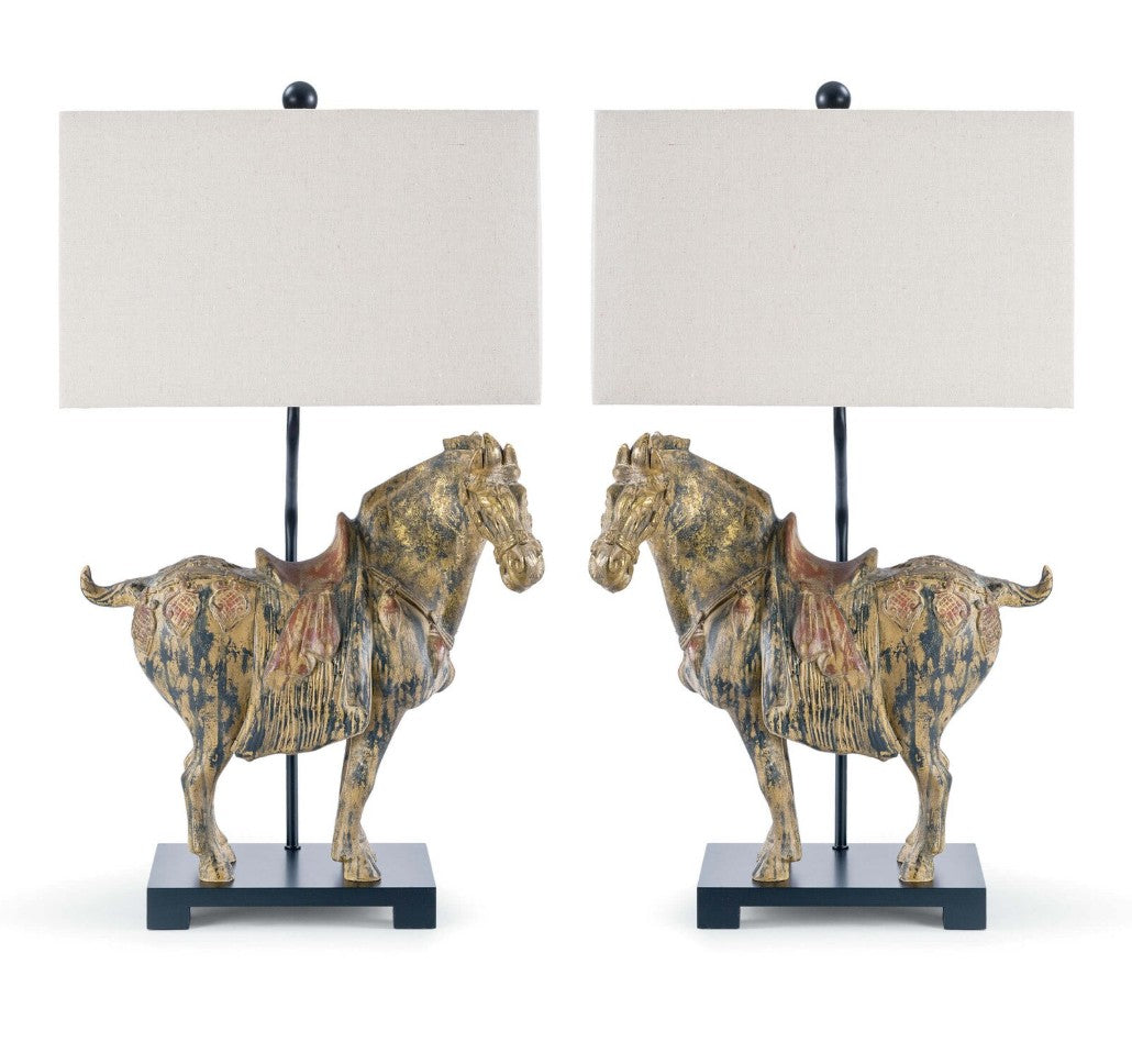 Dynasty Horse Table Lamps Pair