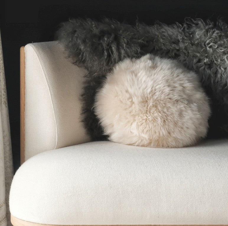 The Cruinn Scottish Sheepskin Round Pillow