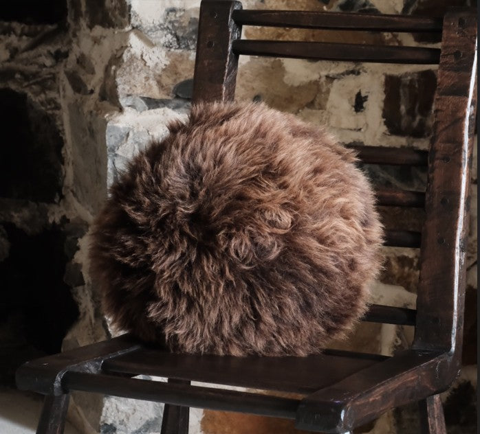 The Cruinn Scottish Sheepskin Round Pillow