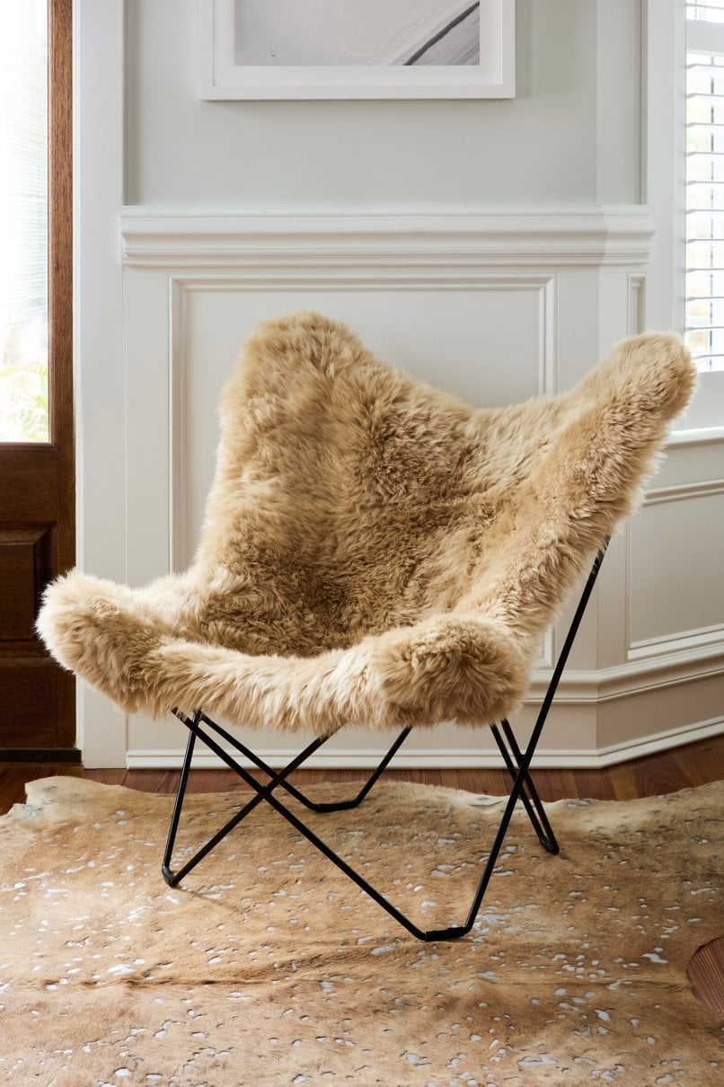 Sheepskin Butterfly Chair in Beige