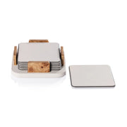 Sotto Leather with Burl Veneer Coaster Set