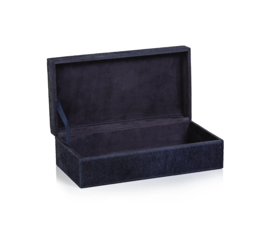 Corviglia Hair On Hide Leather Box - Navy