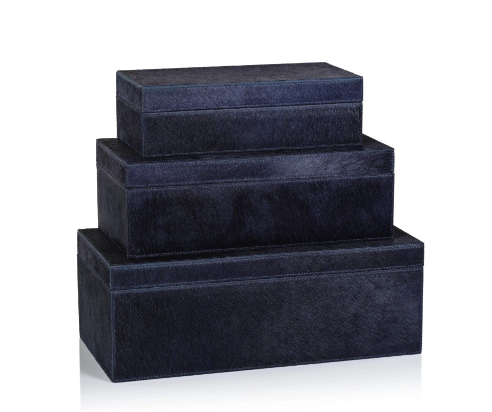 Corviglia Hair On Hide Leather Box - Navy