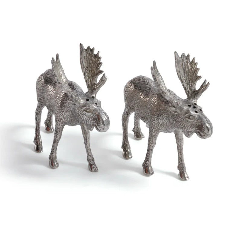 St. Anton Pewter Moose Design Salt and Pepper Shakers