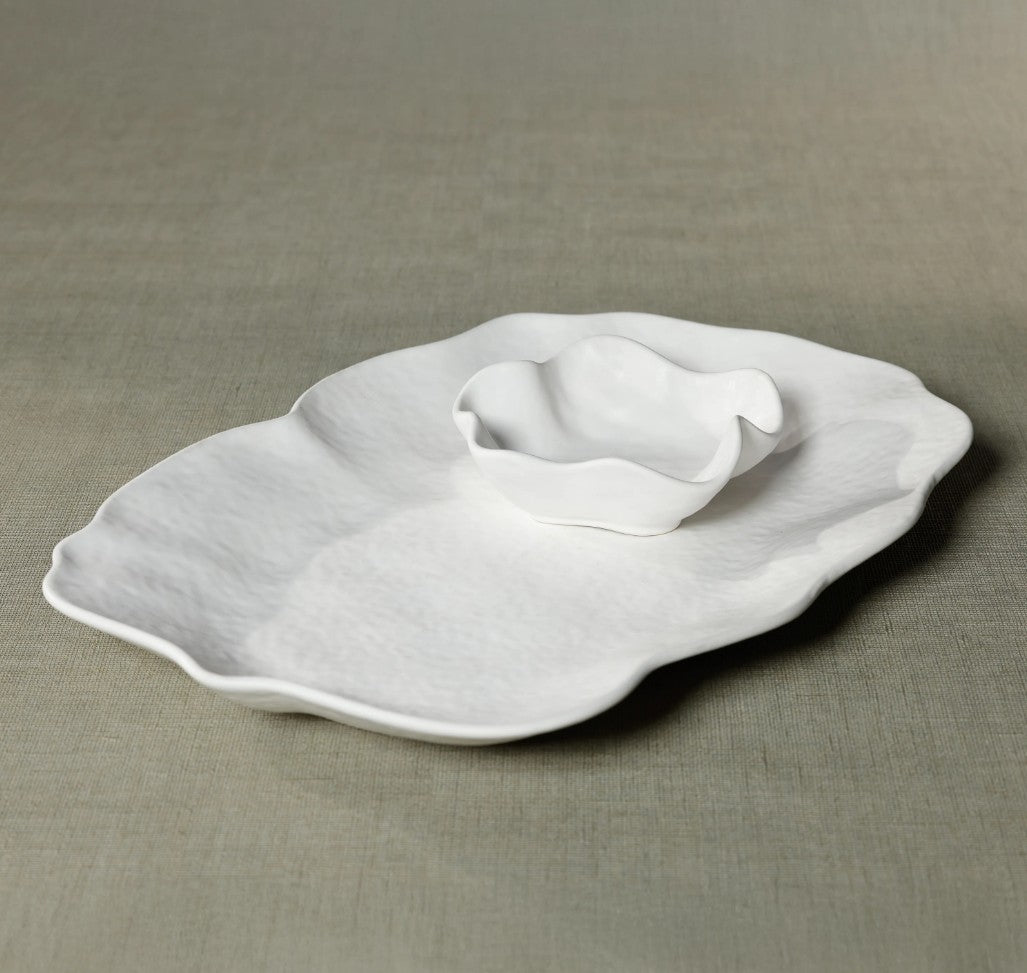 Alfresco Round Wavy Ceramic Condiment Bowl