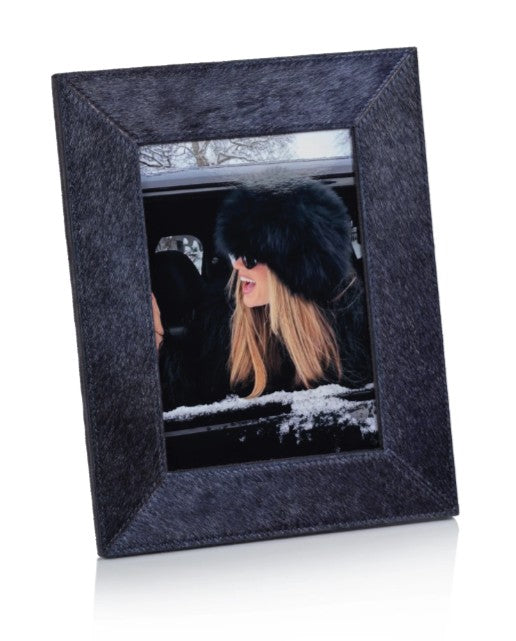 Navy Corviglia Hair On Hide Leather Photo Frame