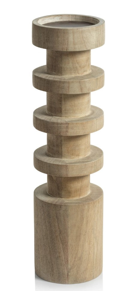 Le Salama Carved Mango Wood Pillar Holder - Extra Tall