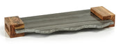 Nairobi Gray Marble Tray with Acacia Handles