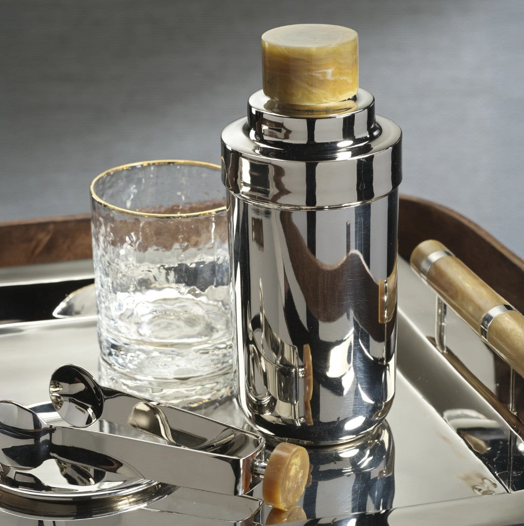 Spiga Cocktail Shaker - Nickel with Amber Accent