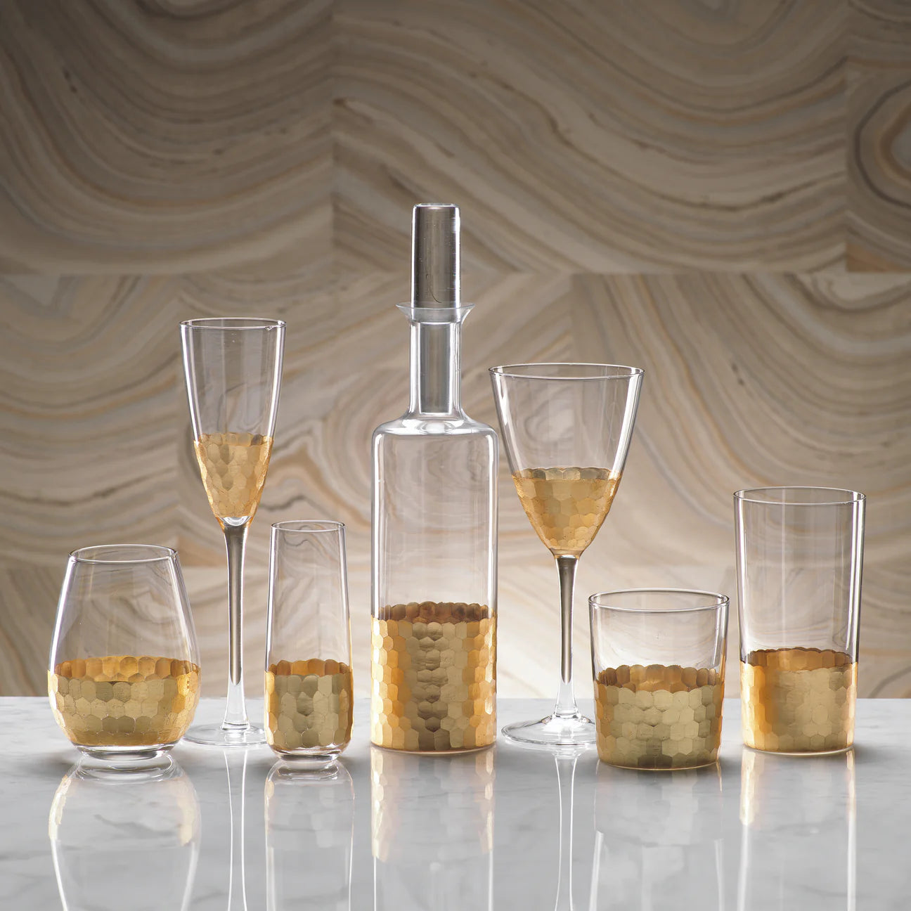 Fez Cut Glass Tumbler with Gold Leaf