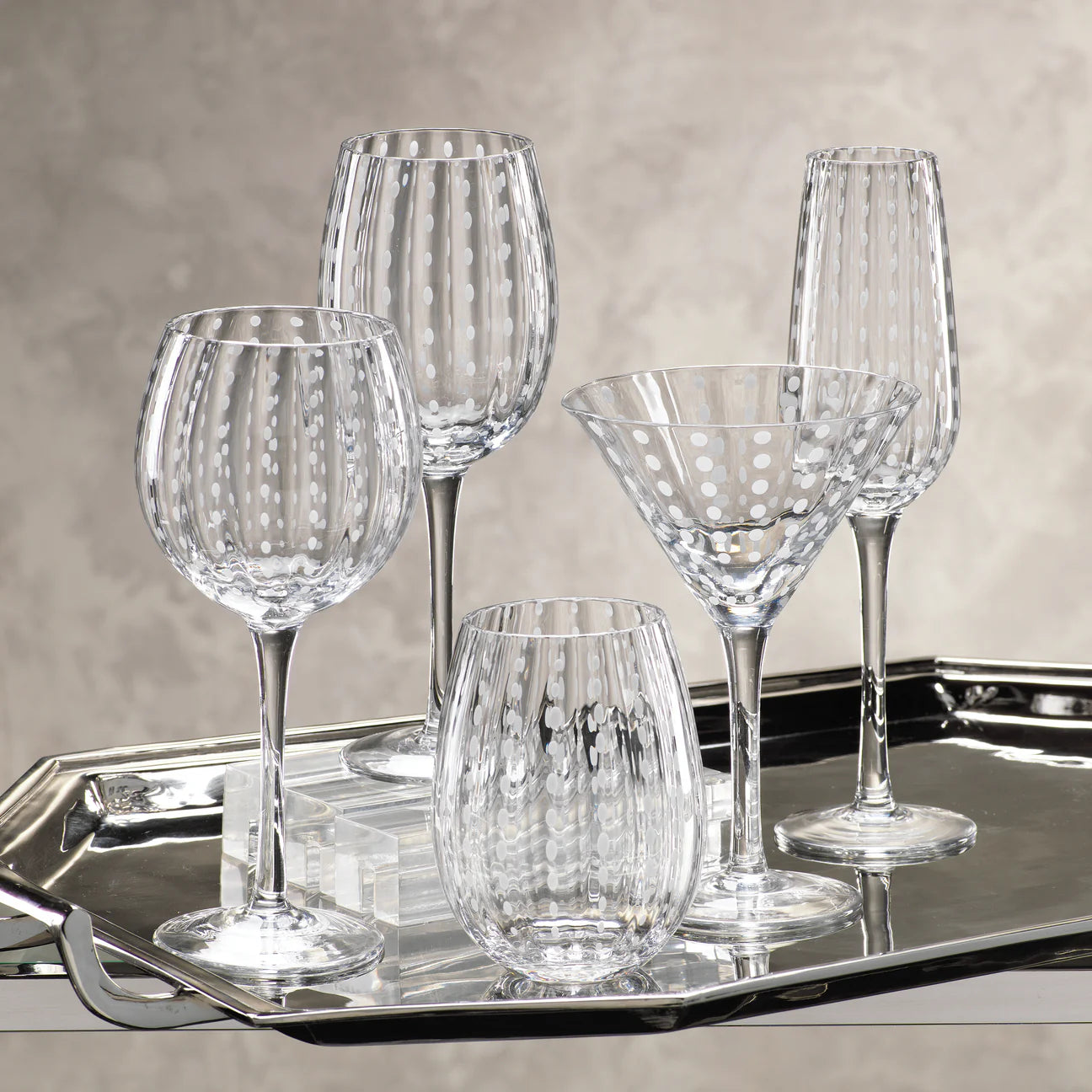 White Dots Stemless Glass