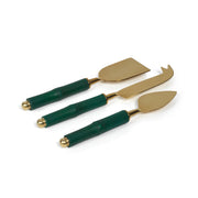 Bamboo & Matt Gold Steel Set of 3 Cheese Tools