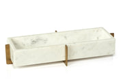 Nairobi White Marble Tray on Gold Metal Base