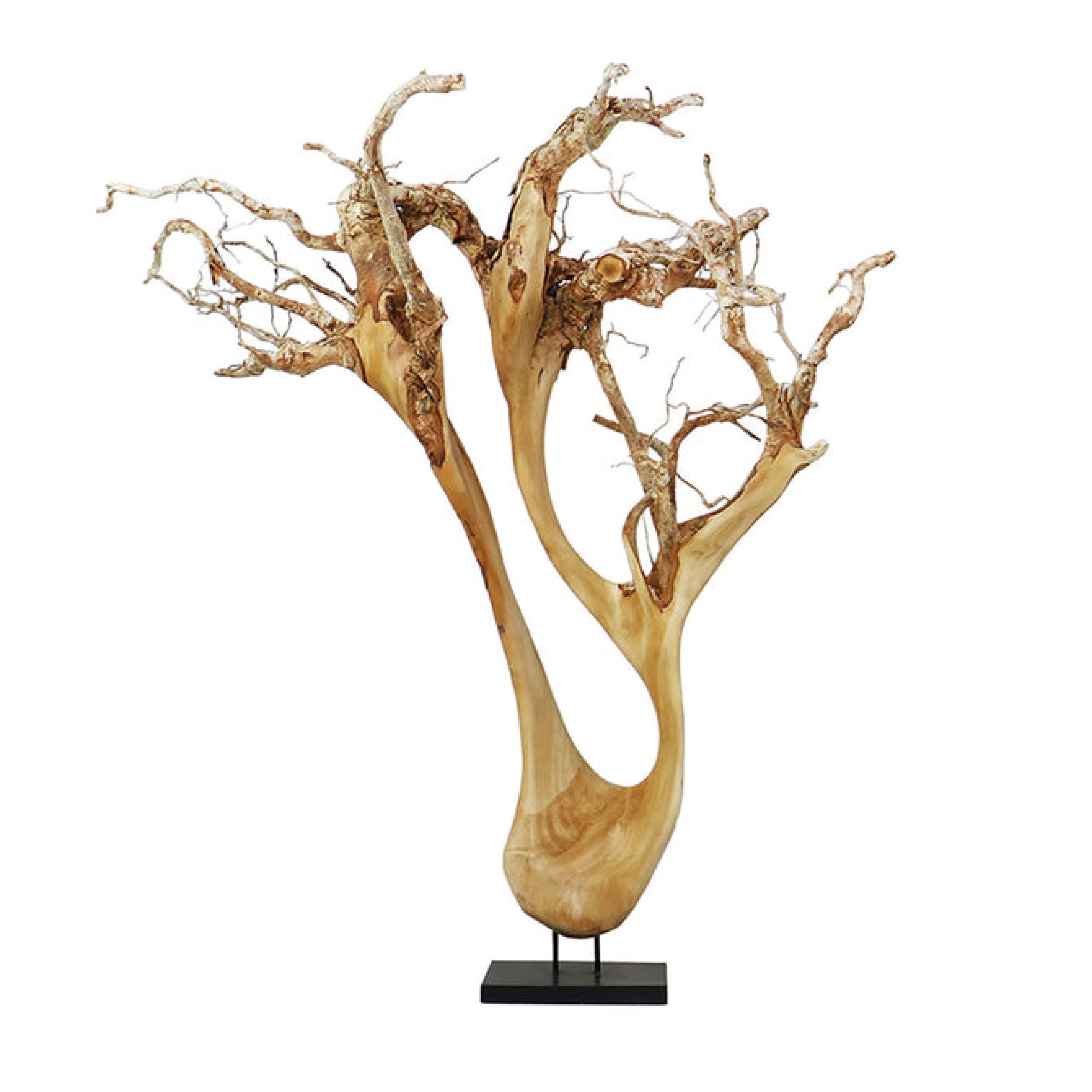 Blue Ocean Traders Mahogany Tree Abstract Sculpture — floor-standing abstract reclaimed mahogany sculpture with upswept branch form
