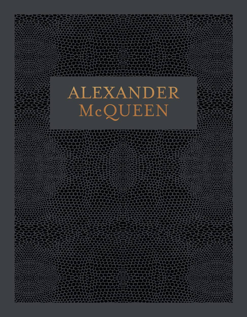 Black textured book cover with 'Alexander McQueen' branding