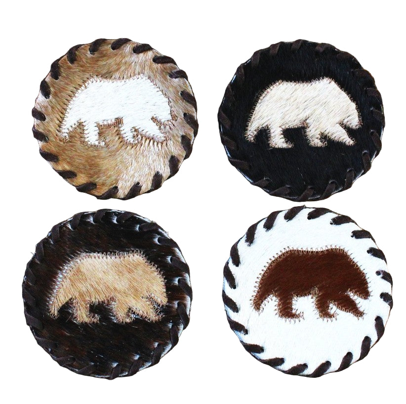 Bear Cowhide Coaster Set