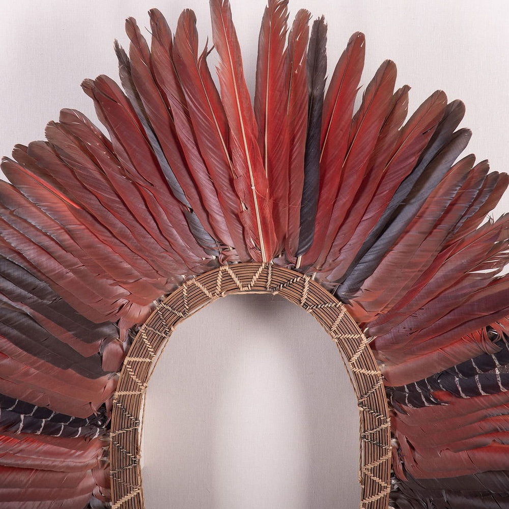 Native American Ceremonial Feather Headdress in Shadowbox