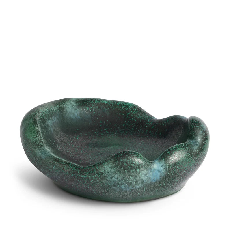  L'Objet Cenote Coupe Bowl Large angled view highlighting reactive glaze depth and organic form
