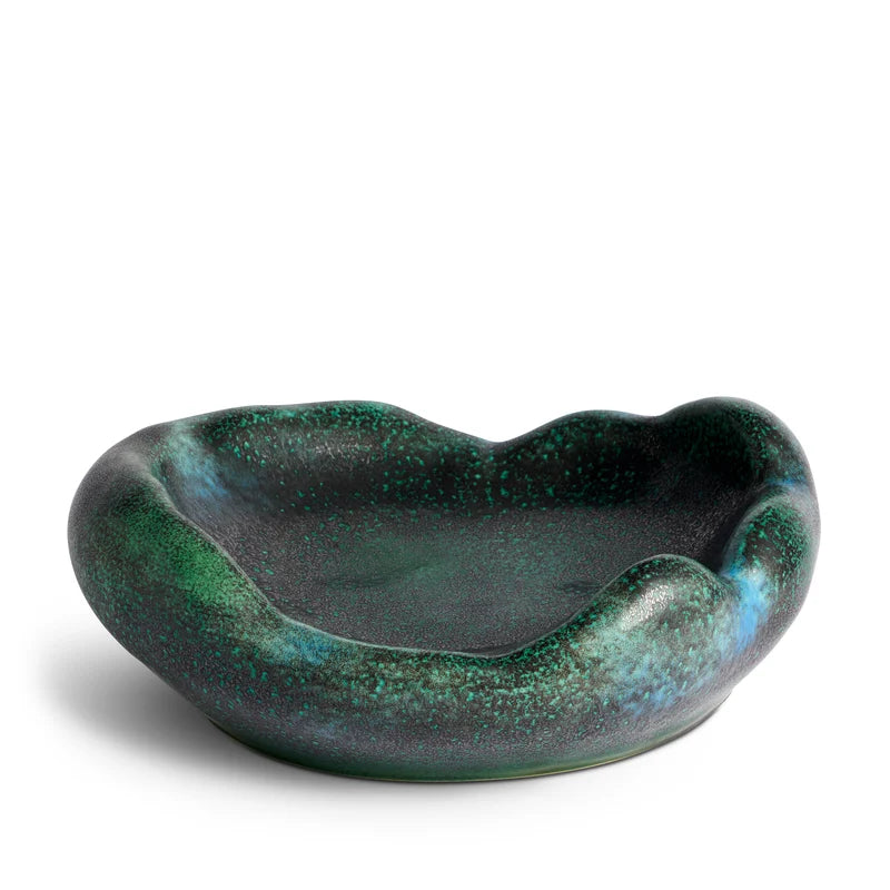 L'Objet Cenote Coupe Bowl Large detail view of double-wall construction and rippled porcelain texture
