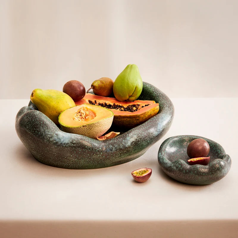  L'Objet Cenote Coupe Bowl Large and Small lifestyle shot styled together in elevated home setting