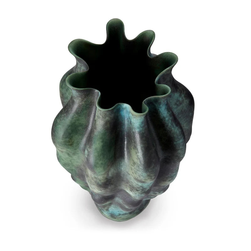L'Objet Cenote Vase X-Large side view highlighting organic silhouette and reactive glaze depth