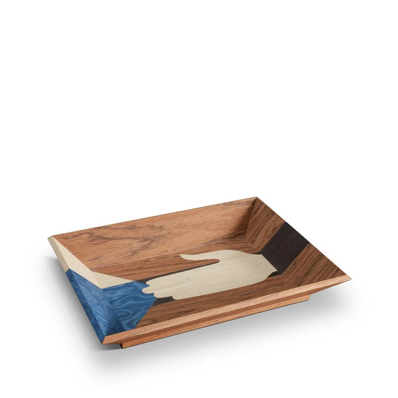  L'Objet Edgar Vide Poche luxury hand-crafted exotic wood marquetry catch-all tray