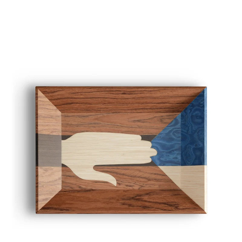 L'Objet Edgar Vide Poche angled view highlighting exotic wood grain tonal variation and compact silhouette