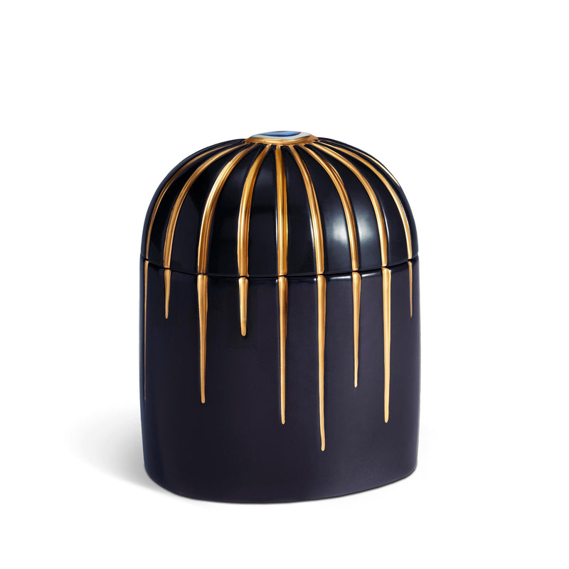 L'Objet Lito Candle Bleu angled view highlighting sculptural porcelain form
