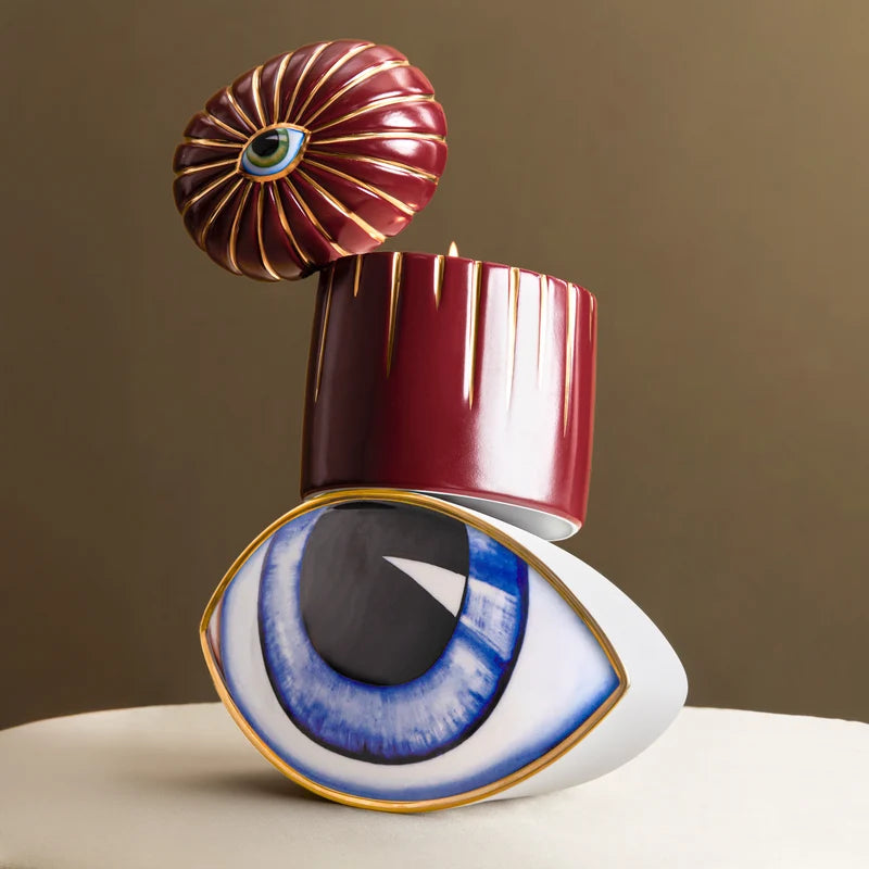 L'Objet Lito Candle Bordeaux lifestyle shot styled in curated home décor arrangement
