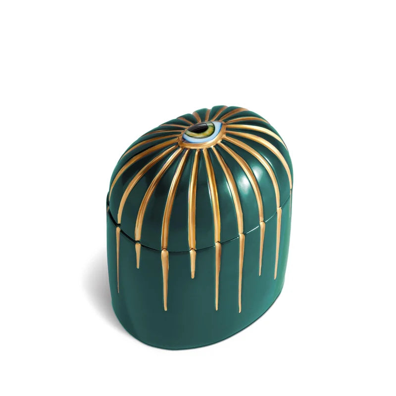  L'Objet Lito Candle Vert luxury scented porcelain candle with 24K gold eye motif and resin inlay detail