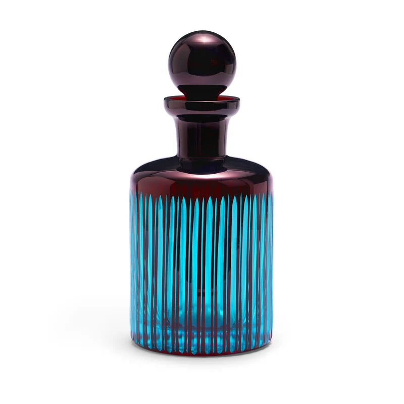 L'Objet Prism Decanter Bordeaux luxury colored glass wine decanter with faceted prismatic form
