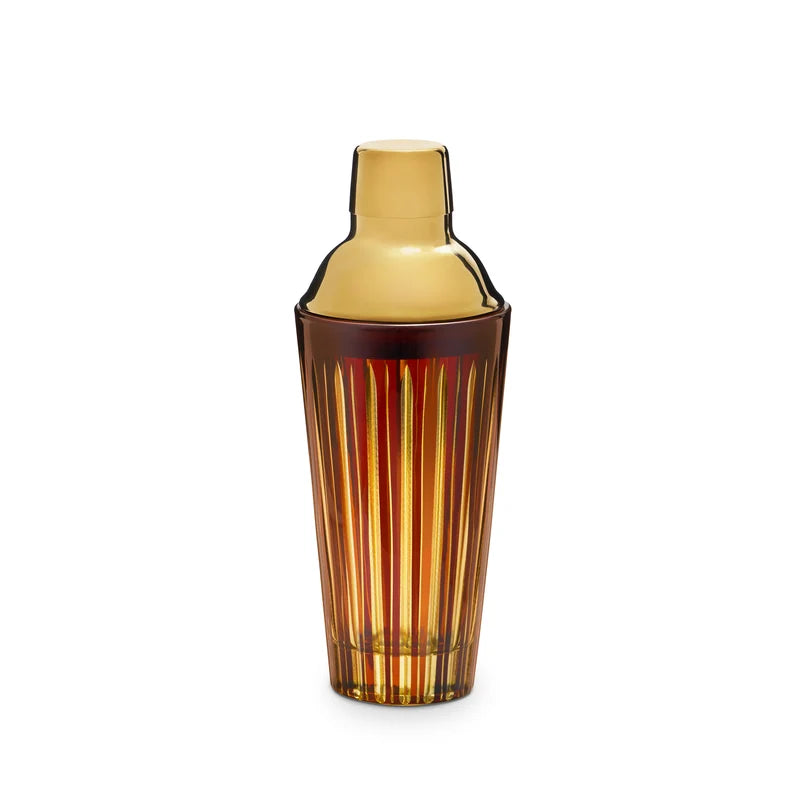 L'Objet Prism Shaker Amber luxury hand-crafted faceted amber glass cocktail shaker
