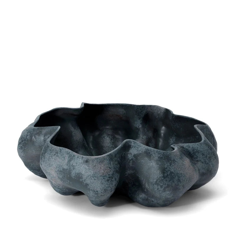 L'Objet Timna Bowl Aged Iron large luxury porcelain bowl with hand-applied aged iron glaze finish
