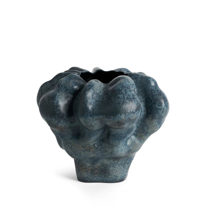 L'Objet Timna Vase Aged Iron Extra-Short luxury porcelain vase with reactive glaze finish

