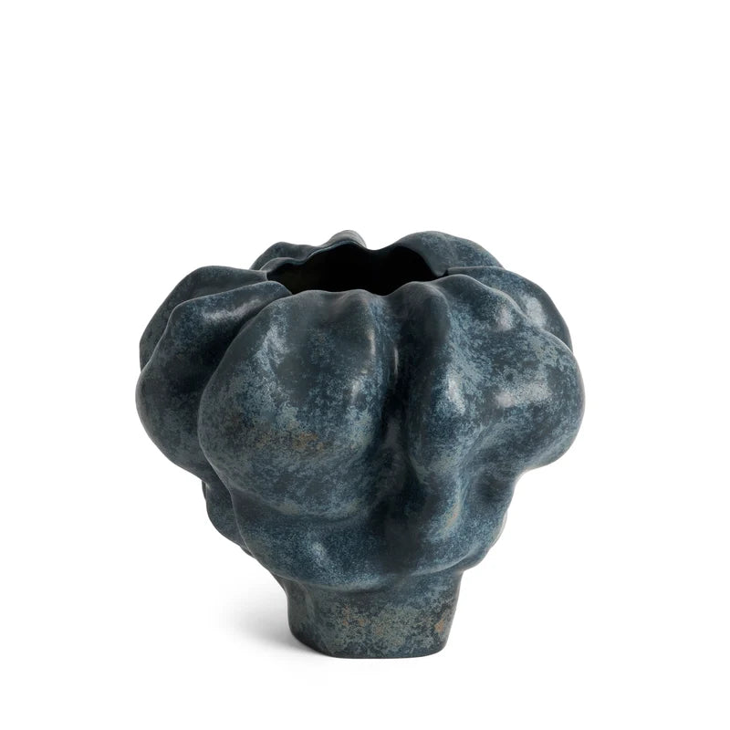 L'Objet Timna Vase Aged Iron Extra-Short angled view highlighting sculptural porcelain form