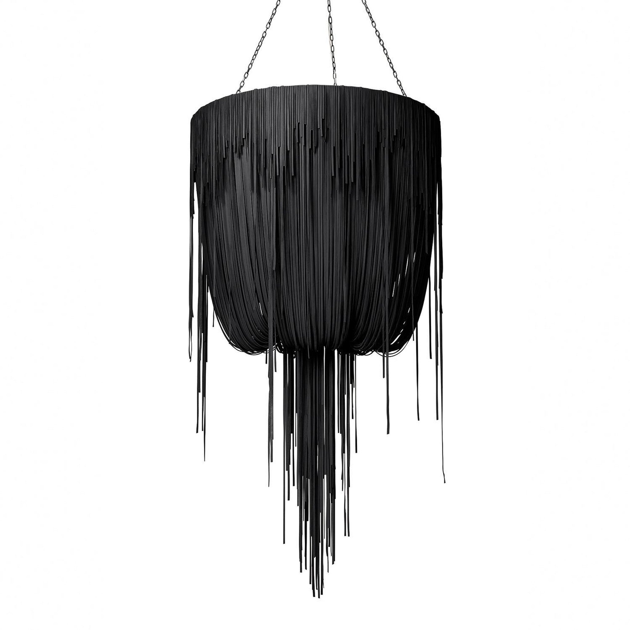 Round Urchin Leather Chandelier
