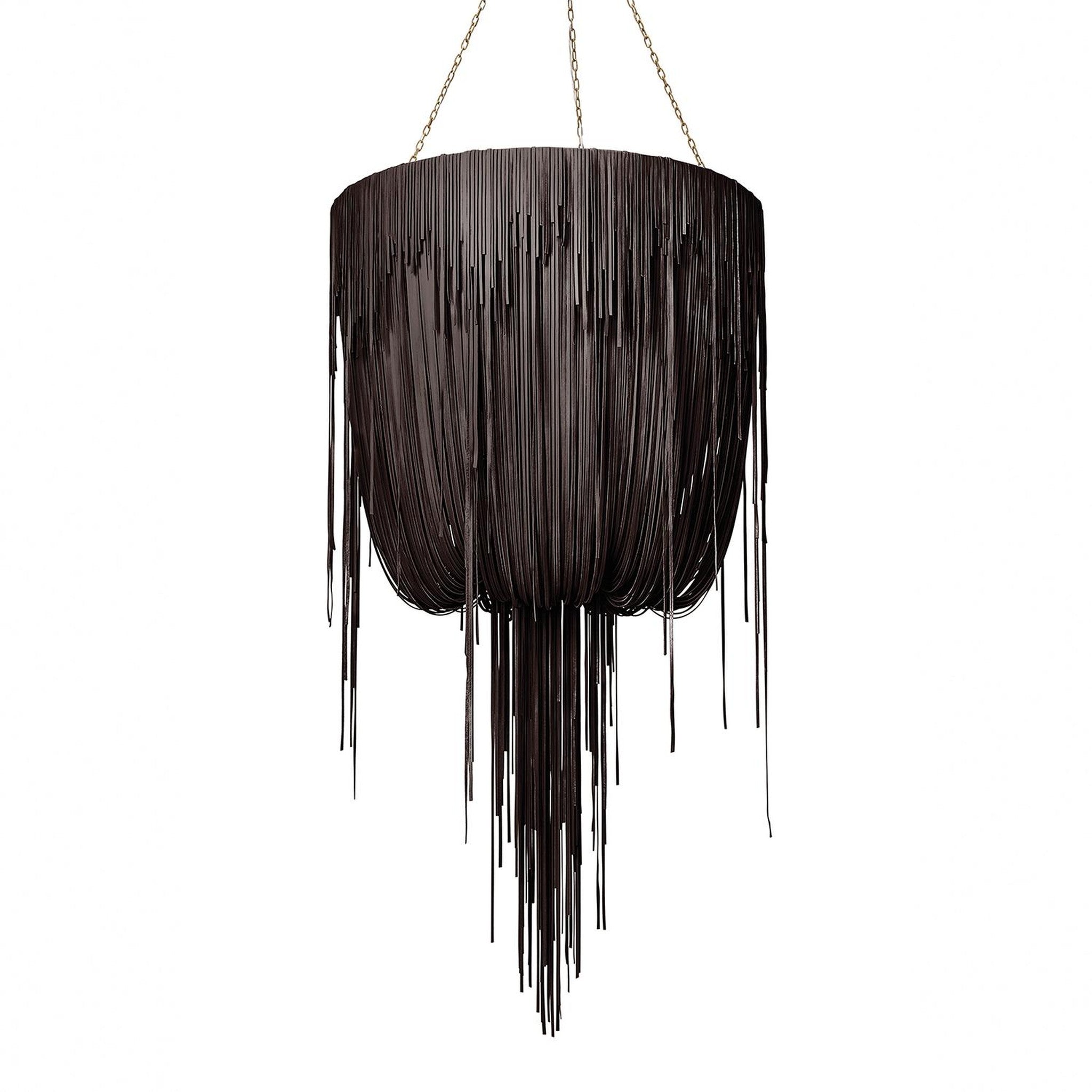Round Urchin Leather Chandelier