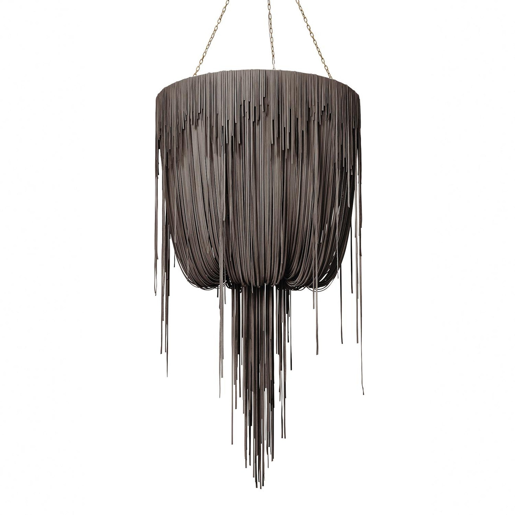 Round Urchin Leather Chandelier