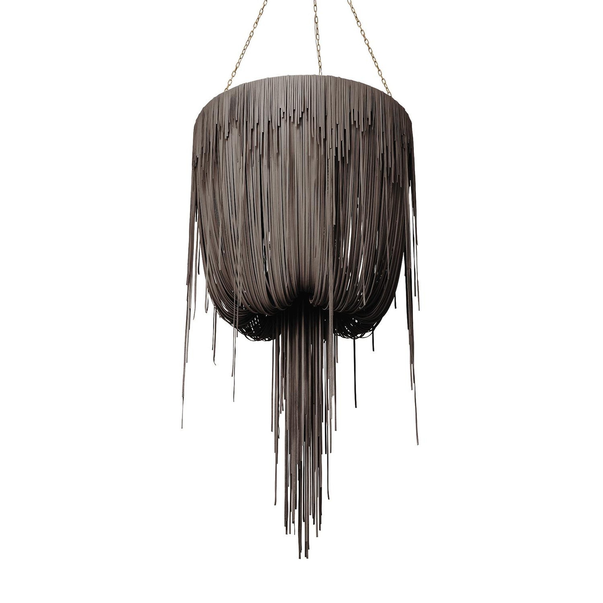 Round Urchin Leather Chandelier